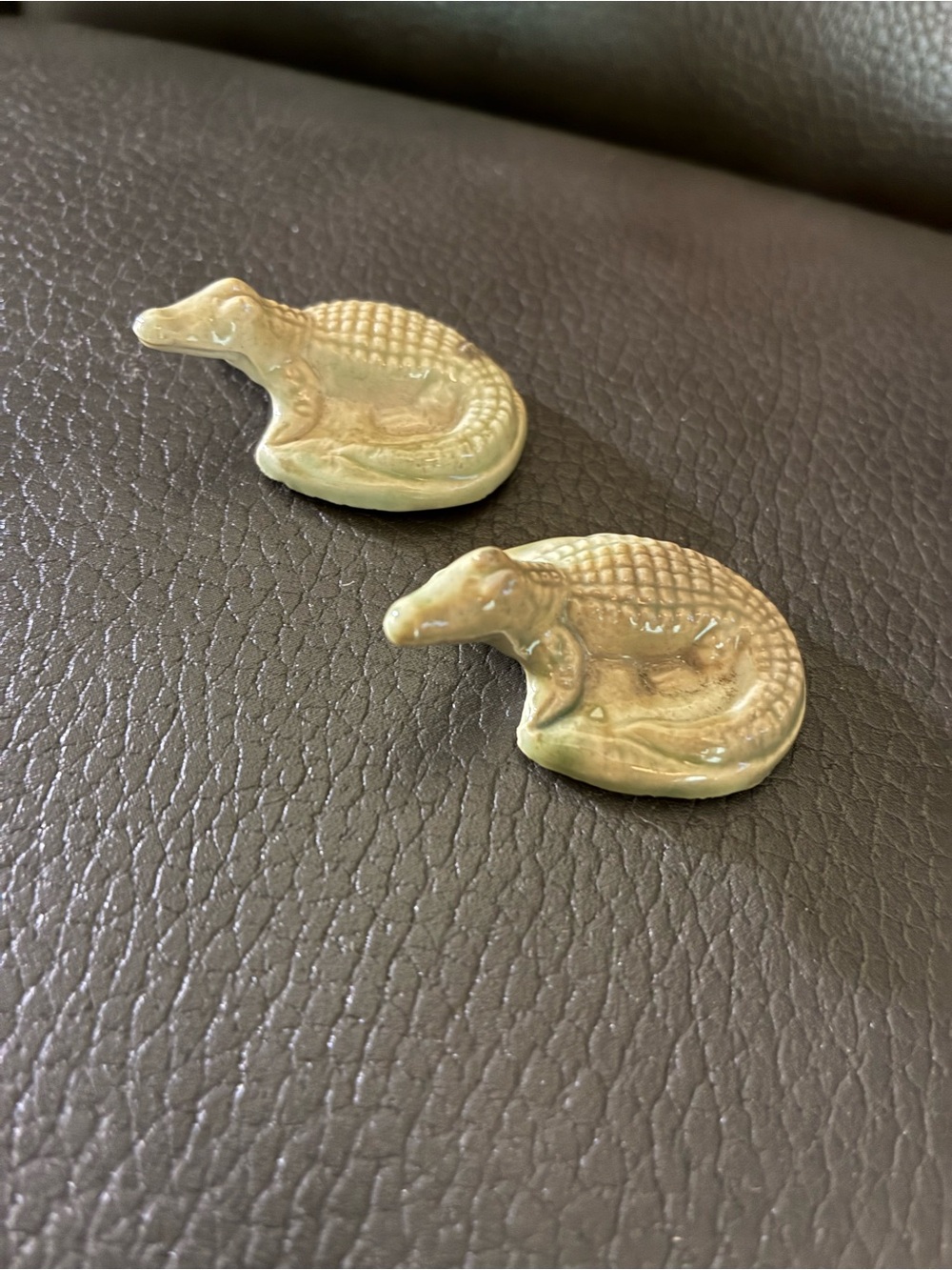 2-Vintage Wade Whimsies Miniature Green Alligator Figurines - England